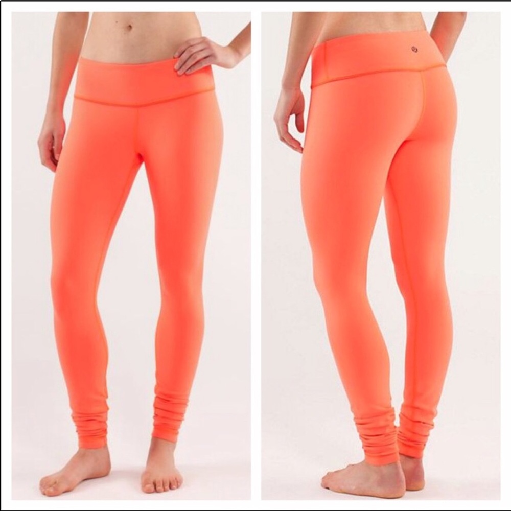 Orange Lululemon Wonder Under Pants